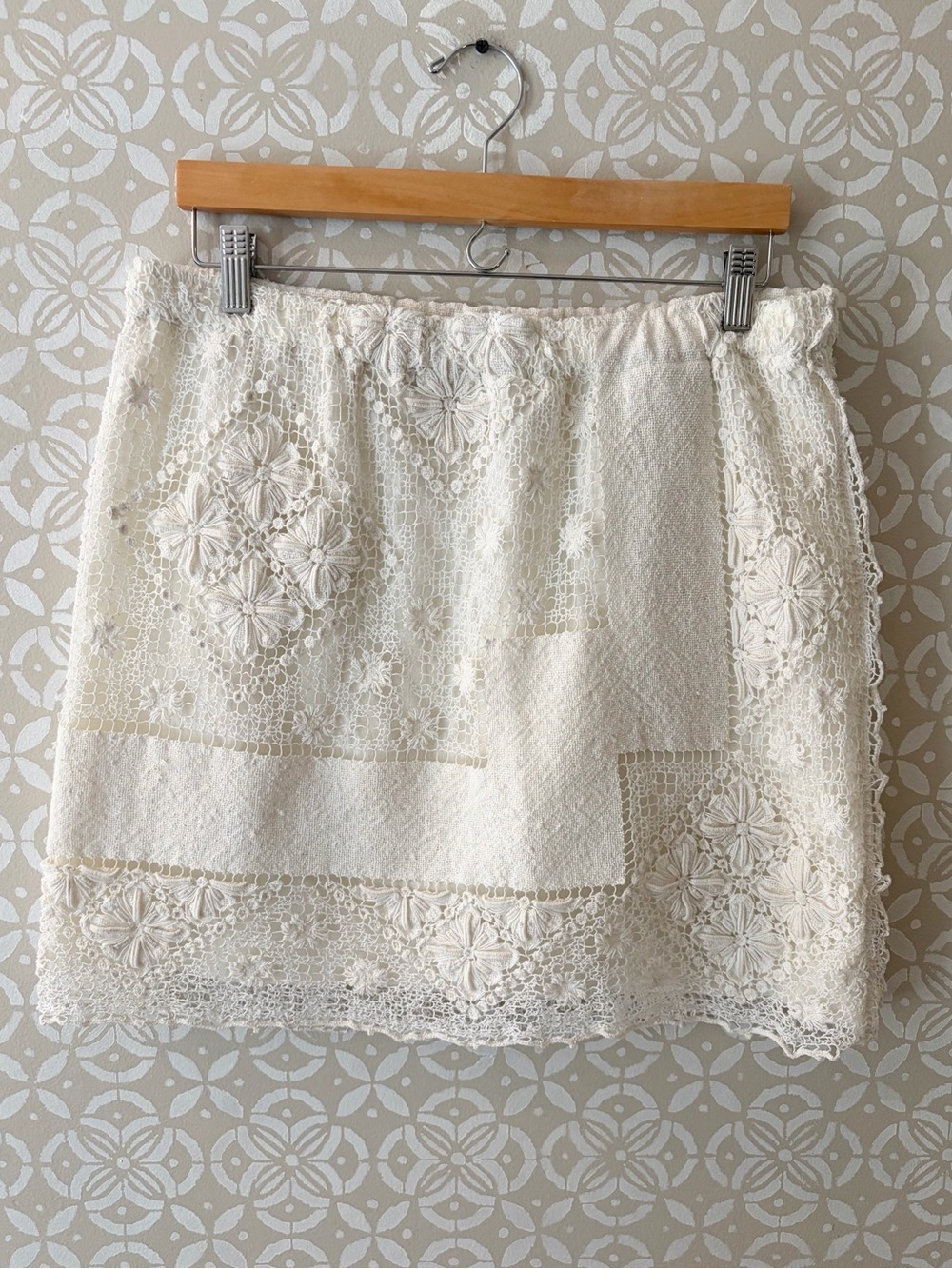 Women's Cream Lace Handmade Skirt